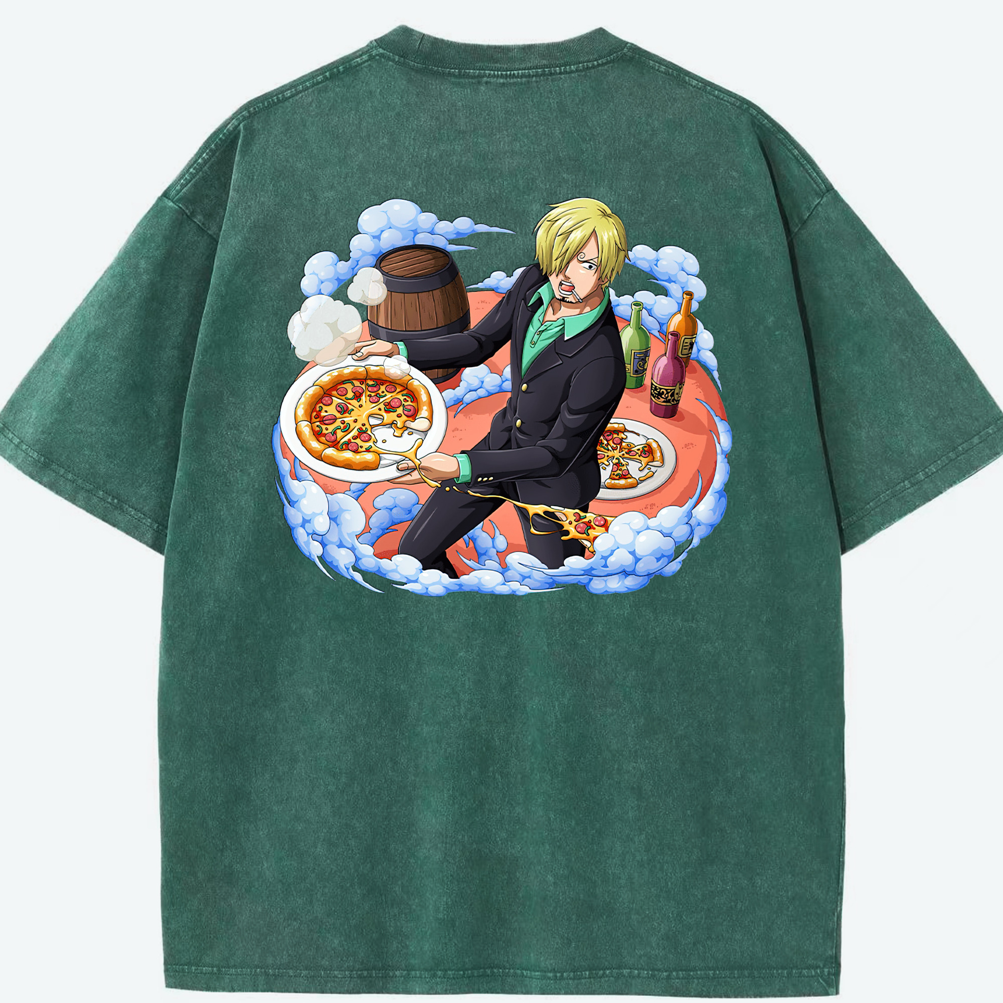 ワンピース サンジ ONE PIECE Sanji 綿100% ヴィンテージ風 半袖Tシャツ（背面プリント）
